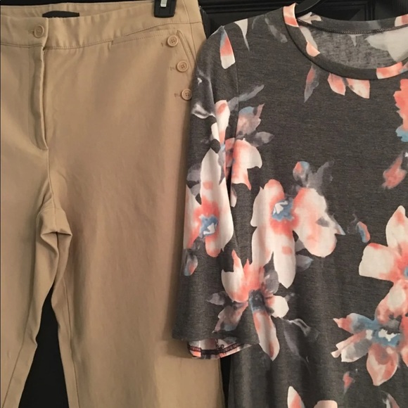 Talbots size 8 khakis and boutique blouse Lot of 2 - Picture 4 of 7